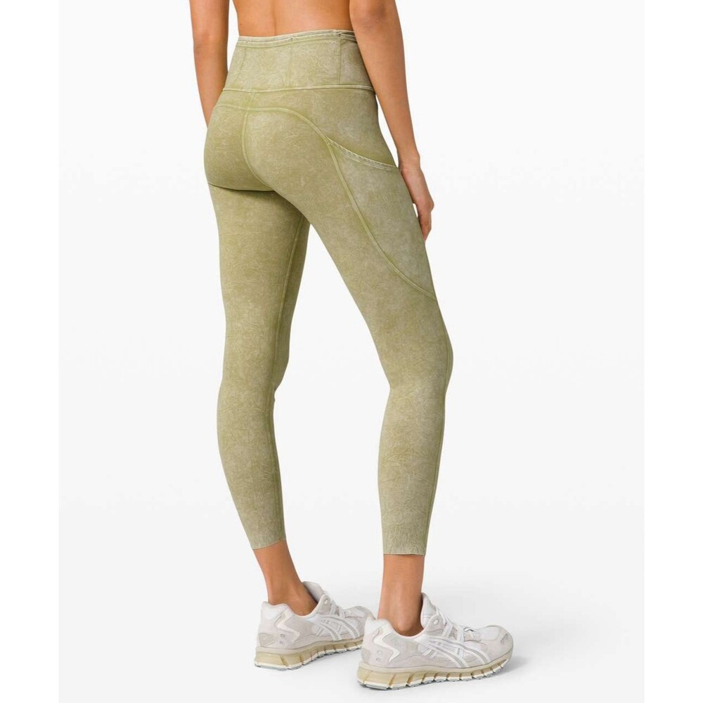 NWT Lululemon Fast and Free 8 High Rise Tight 25" Ice Dye Ice Wash Hazel Greens